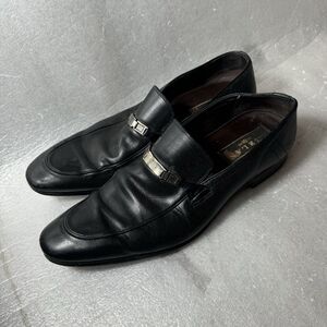 MINT Mezlan Men's 10 Perforated Leather Black Slip On Horsebit Loafer Dress Shoe